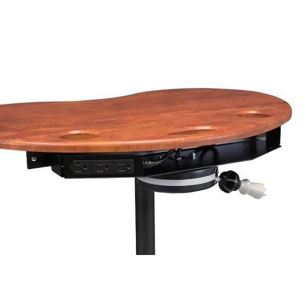 Adjustable Kidney Laptop Cart and Stand With 10' Cord Reel